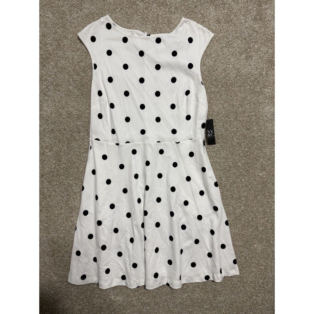 New York And Company Polka-Dot Sleeveless Fit And Flare Dress | Size L